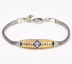 Artisan Crafted Sterling Silver & 18K Gold Fancy Station Bracelet, 6-3/4"
