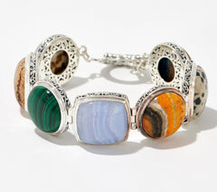 Artisan Crafted Fancy Cushion Cabochon Gemstone Bracelet, 7-3/4"