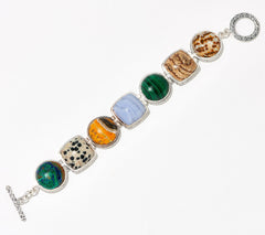 Artisan Crafted Fancy Cushion Cabochon Gemstone Bracelet, 7-3/4"