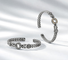 JAI Sterling Silver Basketweave Circle Cuff,   7-1/4" Fit;