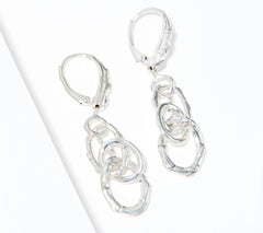 JAI Sterling Silver Bamboo-Design Leverback Earrings, 1-7/8"