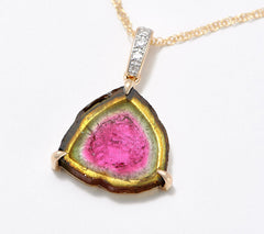 Vault Discoveries Tourmaline & Diamond Pendant Necklace, 14K