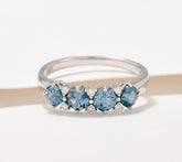 Vault Discoveries Teal Sapphire Band Ring 14K White Gold, Size 11