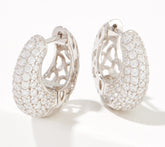 Diamonique Pave Graduating Huggie Hoop Earrings Sterling Silver