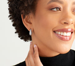 Diamonique Pave Graduating Huggie Hoop Earrings Sterling Silver