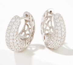 Diamonique Pave Graduating Huggie Hoop Earrings Sterling Silver