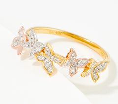 Affinity Diamonds Sterling Silver Tri-Tone Butterfly Ring Size 8