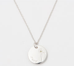 Diamonique Sterling Silver Poppy Birthflower Pendant Necklace 16"