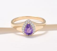 Vault Discoveries Purple Sapphire Pear Ring, 14K Yellow Gold, Size 8