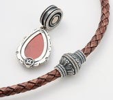 American West Leather Magnetic Necklace w/ Gem & Sterl Pendant