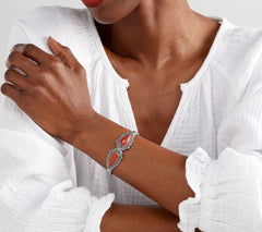 American West Sterling Silver Red Jasper Pear Shape Gemstone Cuff Avg