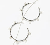 JAI Sterling Silver Hammered Bead Hoop Earrings, 2"