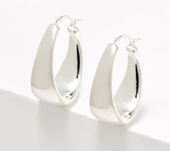 Aros alargados pulidos de plata fina 950 ultrafina de 1-1/8"