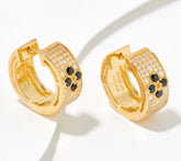 Diamonique x Kathy Levine Gold-Clad Sterling Silver Go-To Pave Huggie Hoop Earrings