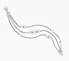 JAI Sterling Silver Hammered Bead Multi Box Chain Bracelet, 6-3/4"