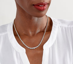 Fire Light Lab Grown Riviera 3cttw Diamond Tennis Necklace, 14K