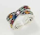 Artisan Crafted by Robert Manse Sterling Silver Multi-Sapphire Ring, Size 7