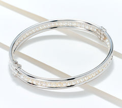 Honora Sterling Silver Floating Cultured Pearl Polished Bangle Small