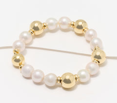 Pulsera Honora de perlas cultivadas Ming de plata esterlina revestida en oro de 18 cm