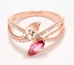 EFFY Infinity Glam Gemstone & Diamond Woven Ring, 14K Rose, Sz 10
