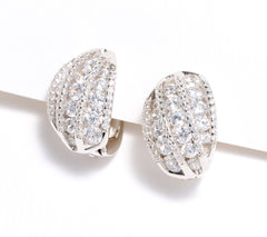 Diamonique Cluster Huggie Earrings, Sterling Silver