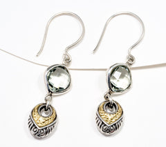 Artisan Crafted by Robert Manse Prasiolite Gemstone SS & 18K Earrings