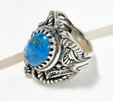 American West Sterling Silver Oval Lapis Scroll & Leaf Ring, Size 10