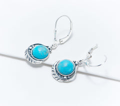 American West Sterling Silver Turquoise Leaf Earrings, 1-1/4"