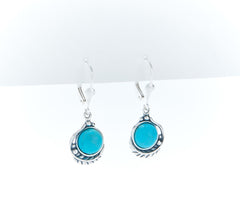 American West Sterling Silver Turquoise Leaf Earrings, 1-1/4"