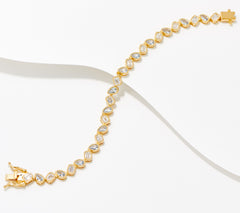 Diamonique Gold Clad Sterling Silver Emerald & Pear Cut Tennis Bracelet 6-3/4"