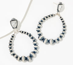 American West Sterling Silver & Howlite Hoop Earrings, 2-1/2"