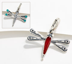 American West Sterling Silver Gemstone Dragonfly Charm, 1-1/2"