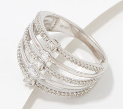 Affinity Sterling Silver 0.50ct Diamond Fancy Multi-Cut Pave Band Ring Size 6