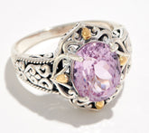 Artisan Crafted Sterling Silver & 18k Kunzite Scrollwork Ring, SIze 6