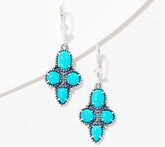 American West Sterling Silver Sleeping Beauty Lever Earrings, 1-1/2"