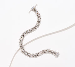 Pulsera bizantina de plata de ley con cierre magnético de 18 cm