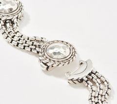 JAI Sterling Silver Hammered Multi- Box Chain Bracelet, 8"