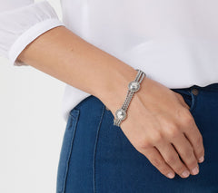 JAI Sterling Silver Hammered Multi- Box Chain Bracelet, 8"