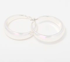Attitudes by Renee Bold Silvertone Tapered Hoops, 1-3/4"