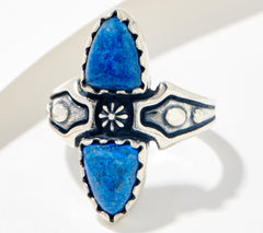 American West Sterling Silver Shield Shape Lapis Ring, Size 8