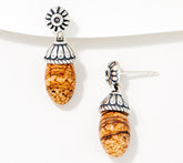 American West Sterling Silver Picture Jasper Bead Earrings, 1"