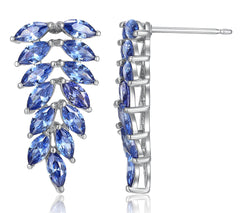 Diamonique Simulated Tanzanite Dangle Earrings, Sterling Silver