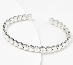 JAI Sterling Silver Cascading Symbols of Love "Heart" Cuff, 8"