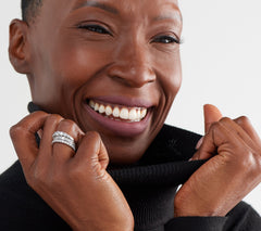 Diamonique 3 Ring Eternity Band Set Platinum-Clad SS Size 8