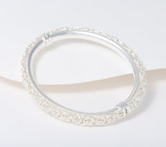 UltraFine 950 Silver Byzantine Bangle Bracelet, Sterling Silver, 7"
