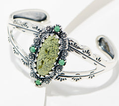 Brazalete de plata de ley con gema serpentina ovalada del oeste americano, 18 cm