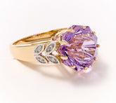 Glenn Lehrer Nine Point Star Cut Gemstone & Diamond Ring, 14K Yellow Gold