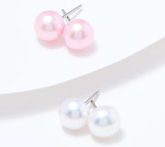 Honora Boxed Set of 2 Cultured Pearl Stud Earrings, Stainless Steel