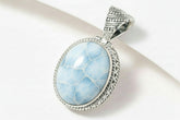 Artisan Crafted Sterling Silver Blue Opal Oval Pendant,