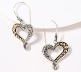 Artisan Crafted Sterling & 18K Scroll & Bead Heart Earrings
